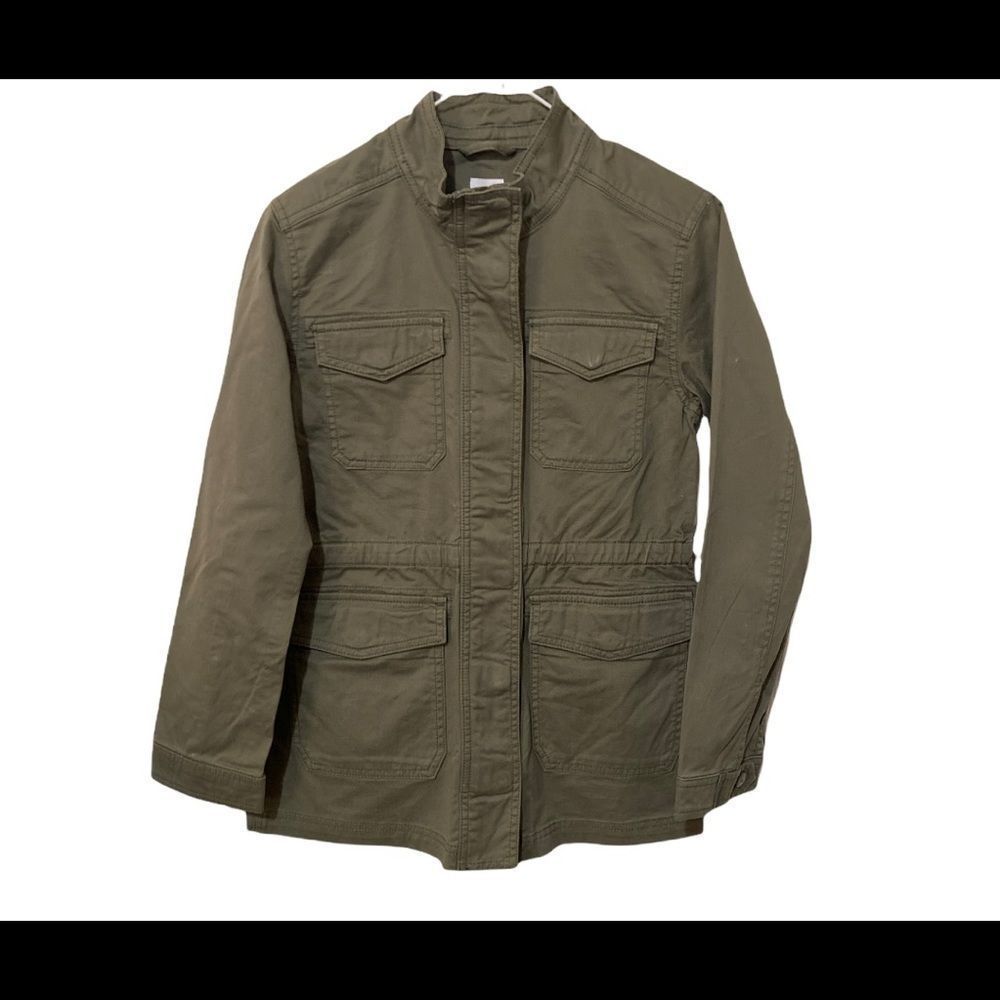 Gap big girls cargo utility olive green jacket sz XL (12)